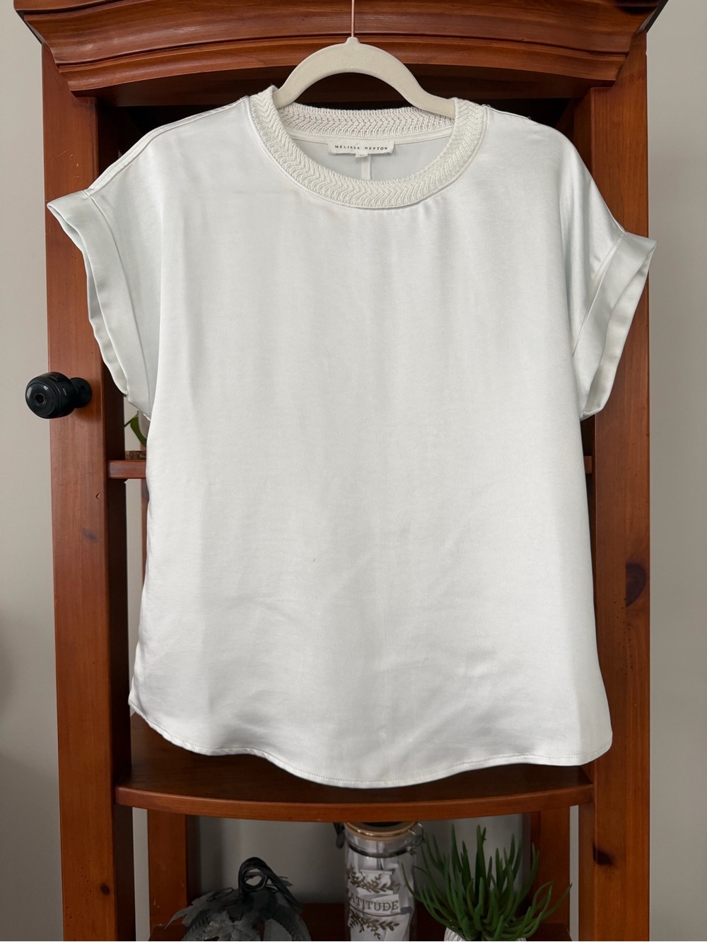 MELISSA NEPTON White Short Sleeve Crewneck Top